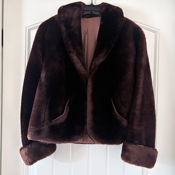 Beau Mouton Jackets & Blazers - Women's Plush Teddy Coat - Deep Brown Dyed Lamb Fur